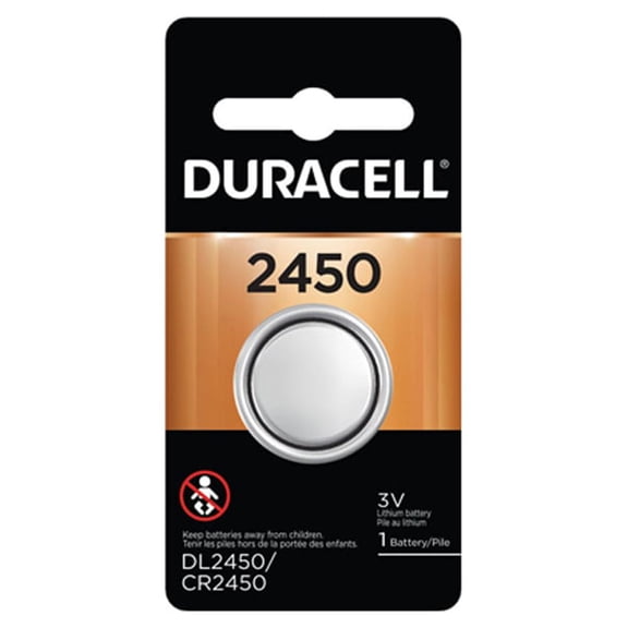 3 x CR2450 Duracell 3 Volt Lithium Coin Cell Batteries (On a Card)