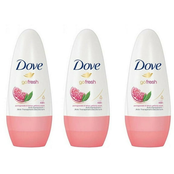 3 x Dove Go Fresh Pomegranate & Lemon Roll On 48 HR Anti perspirant Deodorant