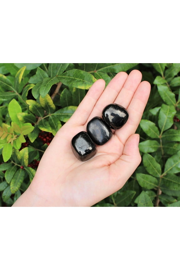 3 x Jet Tumbled Stone (Crystal Healing Reiki Metaphysical Gemstone)