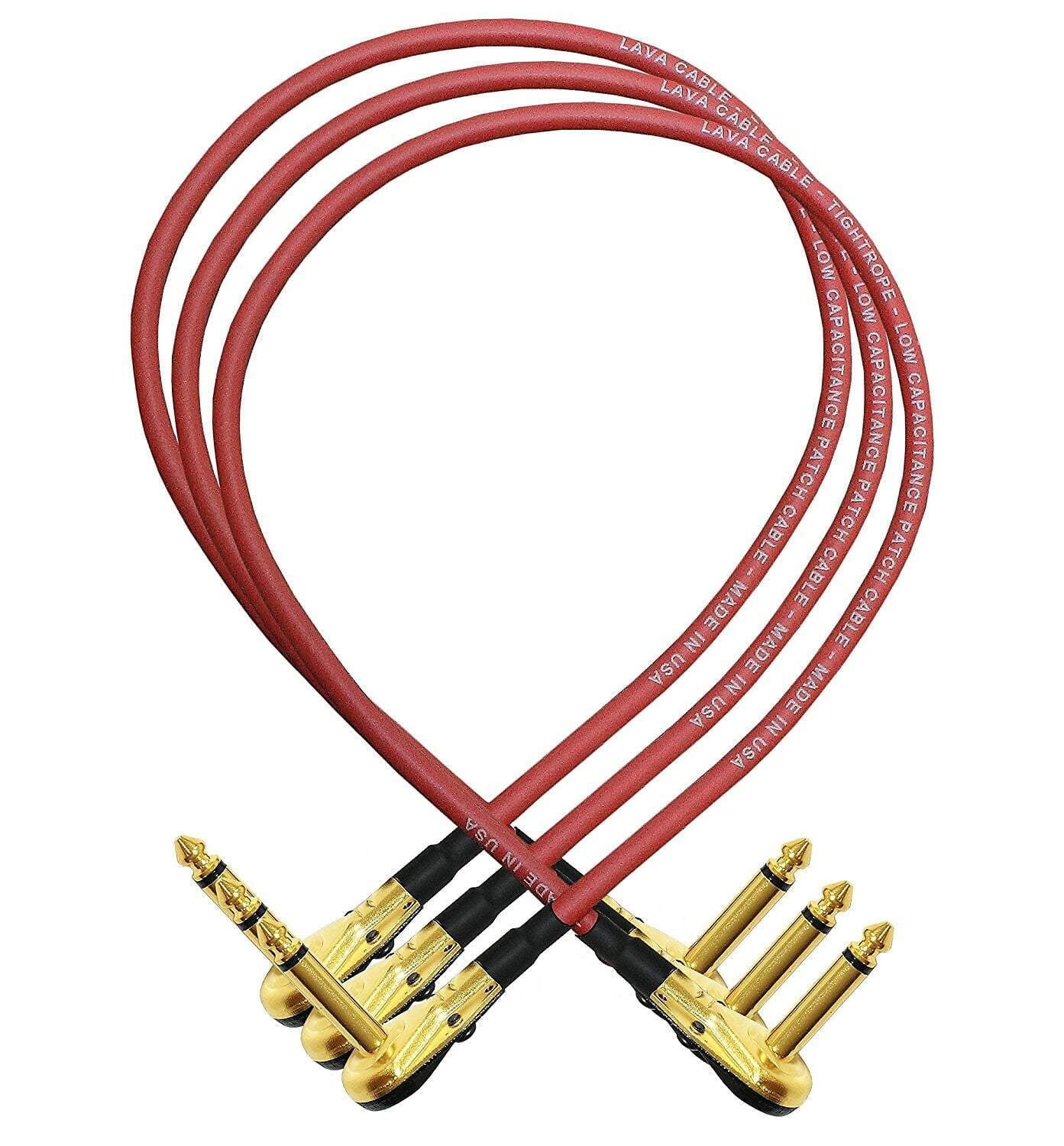 3 x Lava Tightrope (Red) - 24 Inch - Guitar Bass Effects Instrument, Patch Cable