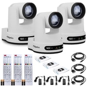 3 x PTZOptics Move 4K SDI/HDMI/USB/IP PTZ Camera with 12x Optical Zoom White PT12X-4K-WH-G3