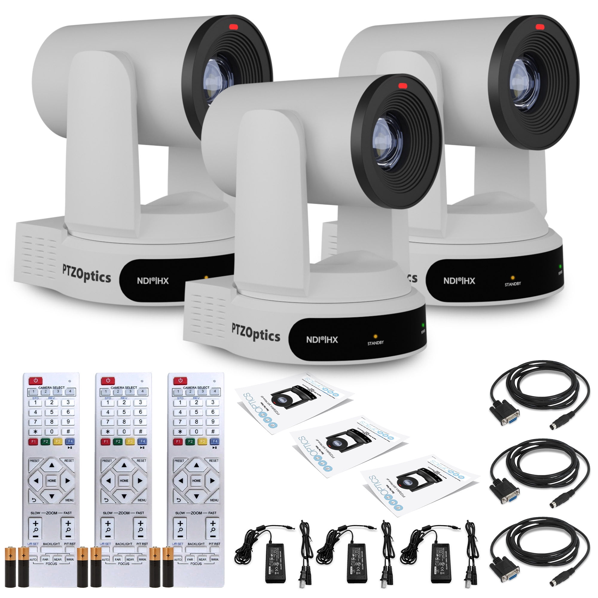 3 X Cámara PTZOptics Move 4K SDI/HDMI/USB/IP PTZ Con Zoom Óptico De 12x  Blanco   PT12X 4K WH G3 Controlador De Joystick Ptzoptics Pt Joy G4
