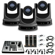 3 x PTZOptics Move SE PTZ Camera with 20x Optical Zoom (Gray) (PT20X-SE-GY-G3) + PT-JOY-G4 Controller