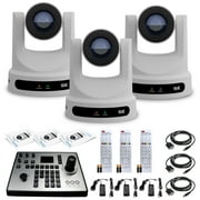 3 x PTZOptics Move SE PTZ Camera with 30x Optical Zoom (White)+ PTZOptics PT-JOY-G4 Controller