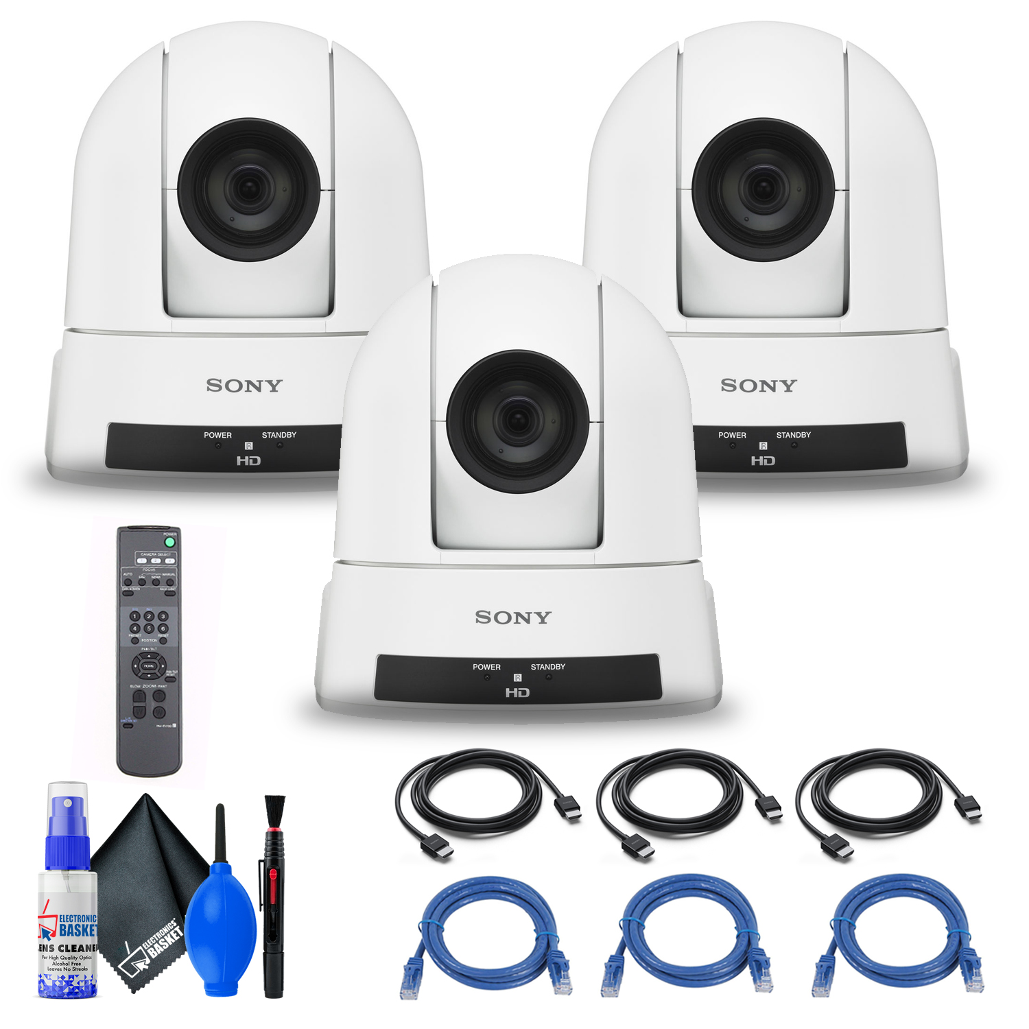 3 x Sony SRG300HW 1080p Desktop & Ceiling Mount Remote PTZ Camera with