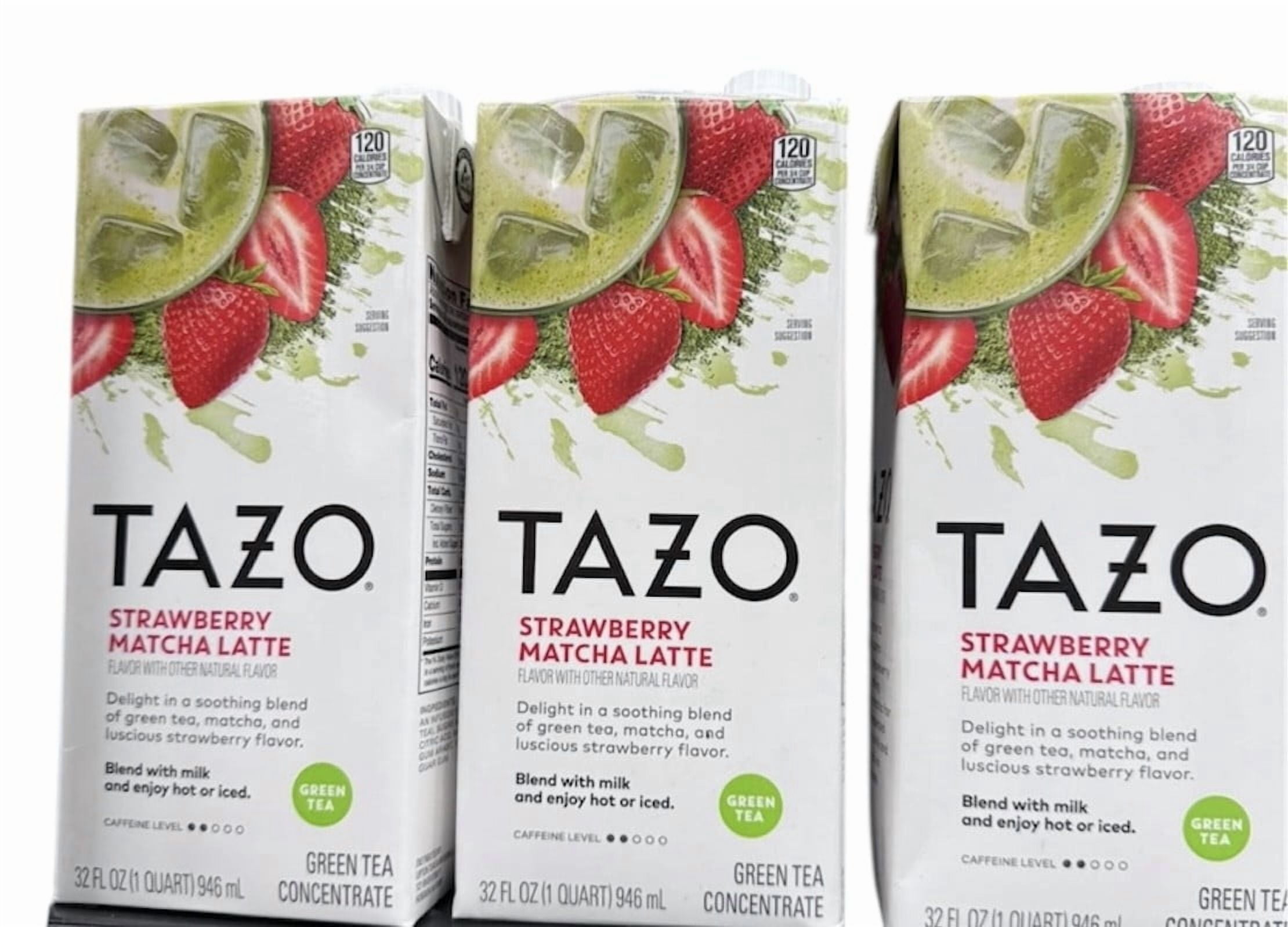 3 x Tazo Strawberry Matcha Latte Sweetened Green Tea Concentrate - 32 fl oz