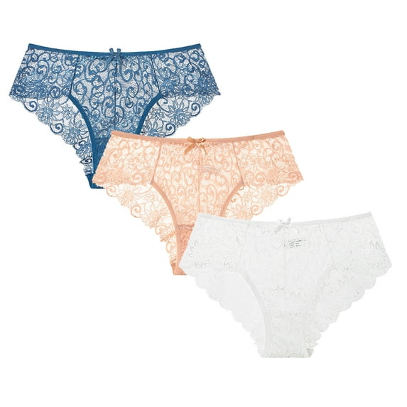 3 x Under Her Shirt basic line lace bikini panties - pack of 3 (Small)
