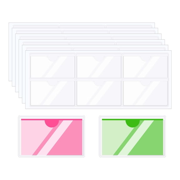 Uxcell Self Adhesive Index Card Pockets, Plastic Label Holder with Top Open Sticky Pocket Sleeves for Business Cards Note 3"x1.8"