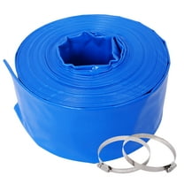 3"x100FT Pool Backwash Hose, Blue Heavy Duty Reinforced PVC Lay Flat Water Discharge Hose for Swimming Pool Filter Pump,with 2 Clamp,