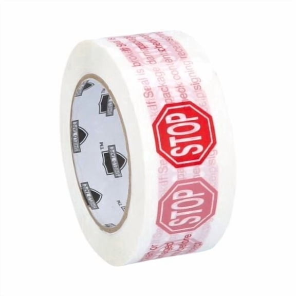 SSBM 2.83 Inch x 110 Yards Stop Sign Tape, Red/White, Shipping, Box Sealing, Fragile Goods, 2 Mil 1800 Rolls