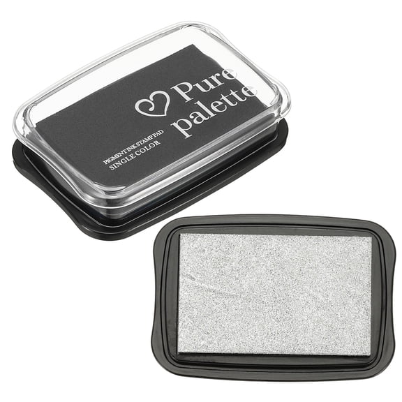 3"x2" Large Stamp Pad, 2Pcs Washable Craft Ink Pad for Rubber Stamp Card Making Stamping Scrapbook Fingerprint Handprint, Silver