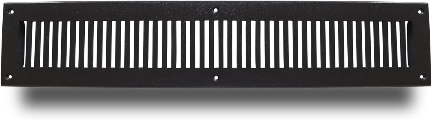 3"x24" Caststo Cast Aluminum Contemporary Design Air Return Grille | Overall 5"x26" |- Black- Rock (For Floor- Black without Screw Holes)