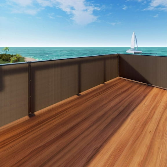 3'x25' Deck Balcony Privacy Screen with for Outdoor Backyard Pool Porch Railing, Brown