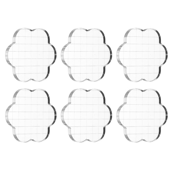 3"x3" Acrylic Stamp Block, 6Pcs Clear Stamping Block with Grid Lines Decorative Mounting Blocks Wave for Scrapbooking DIY Crafts Card Making
