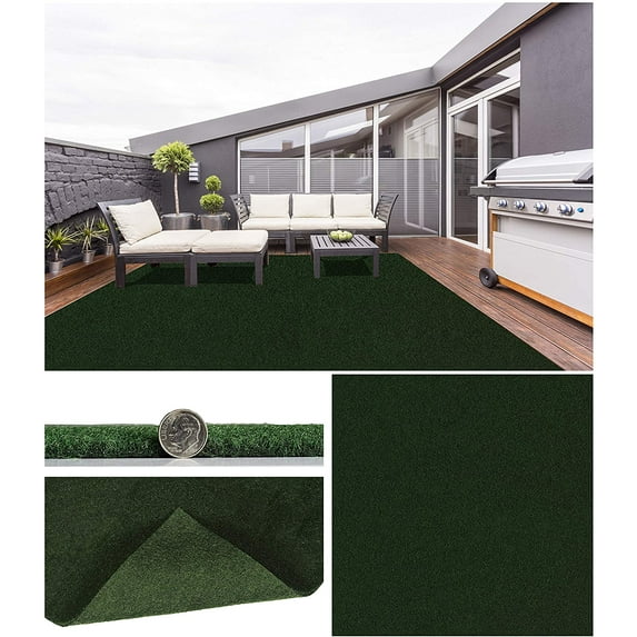 3'x3' Durable Grizzly Grass Indoor/Outdoor Turf Rugs / 100% Life, Wear, and Weather Proof (Color: Rain Forest)