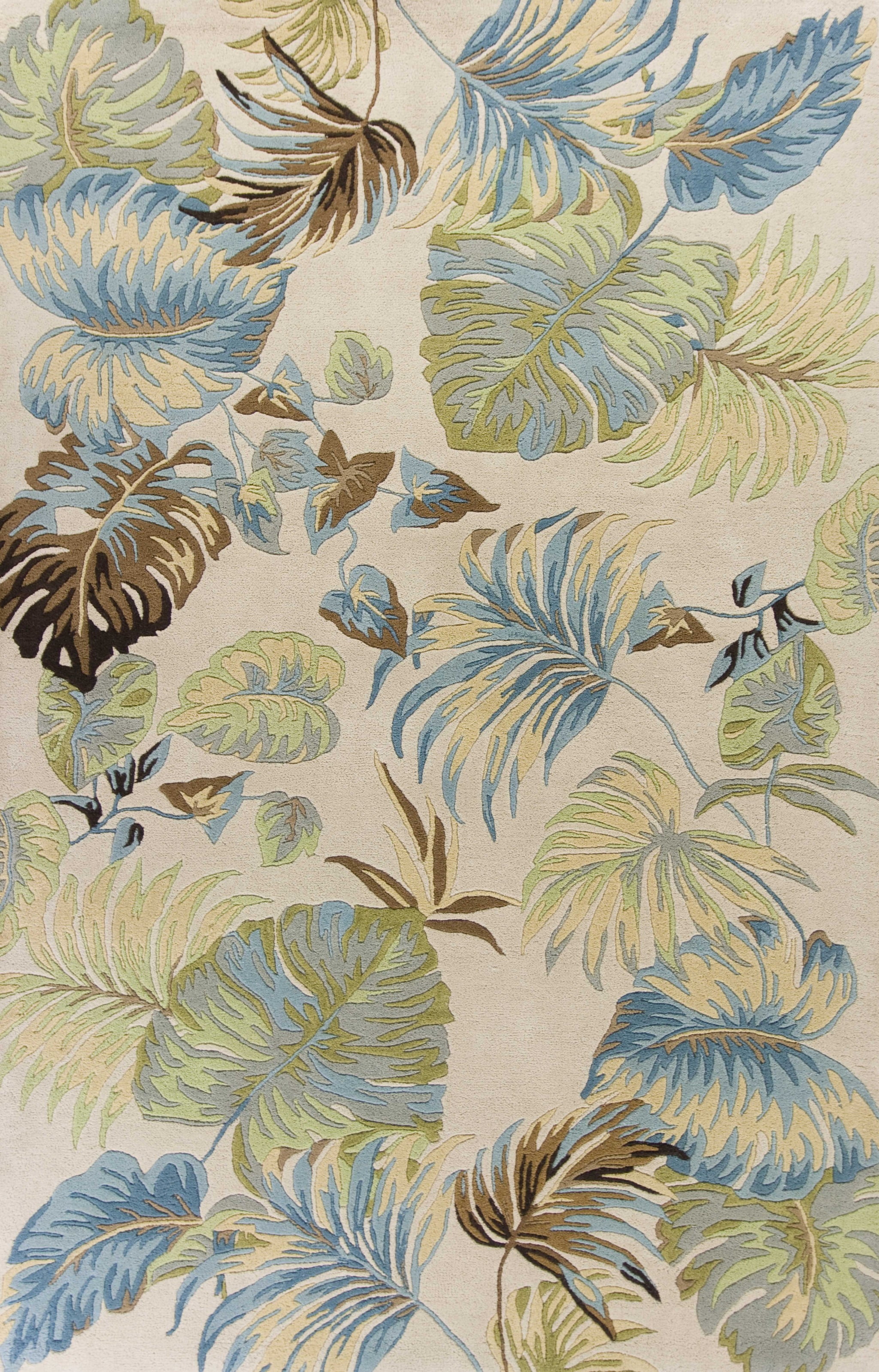 Elegant Ivory & Blue Hand-Tufted Wool Area Rug, 30" x 50"