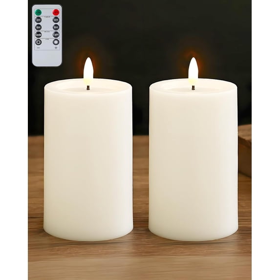 3"x4" Outdoor Waterproof Flameless Candles with Remote and Timers, LED Candles, Battery Operated Candles, Electric Fake Pillar Candles for Patio, Porch, and Lanterns Decor (White)