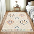 thumbnail image 1 of 3'x5' Area Rugs for Living Room, Machine Washable Non-Slip Carpet, Soft Faux Wool Low Pile Moroccan Farmhouse Western Rug, Beige, 1 of 5