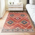 thumbnail image 1 of 3'x5' Area Rugs for Living Room, Machine Washable Non-Slip Carpet, Soft Faux Wool Low Pile Moroccan Farmhouse Western Rug, Brick Red, 1 of 5