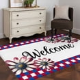 thumbnail image 1 of 3'x5' Area Rugs, 4th of July Red Blue Indoor Outdoor Area Rug for Living Room Bedroom, Plaid Daisy Welcome Washable Bathroom Rugs Kitchen Floor Carpet Mats Home Decor Aesthetic, 1 of 8