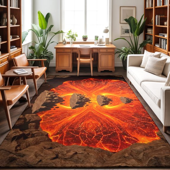 3'x5' Area Rugs, Abstract Floating Rocks Indoor Outdoor Area Rug for Living Room Bedroom, Red Lava Modern Minimalist Artistic Washable Bathroom Rugs Kitchen Floor Carpet Mats Home Decor Aesthetic