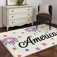 thumbnail image 1 of 3'x5' Area Rugs, American Independence Day Indoor Outdoor Area Rug for Living Room Bedroom, Retro Fireworks Stars Washable Bathroom Rugs Kitchen Floor Carpet Mats Home Decor Aesthetic, 1 of 8