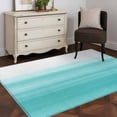 thumbnail image 1 of 3'x5' Area Rugs, Aqua White Ombre Indoor Outdoor Area Rug for Living Room Bedroom, Chic Modern Funny Abstract Striped Art Washable Bathroom Rugs Kitchen Floor Carpet Mats Home Decor Aesthetic, 1 of 8
