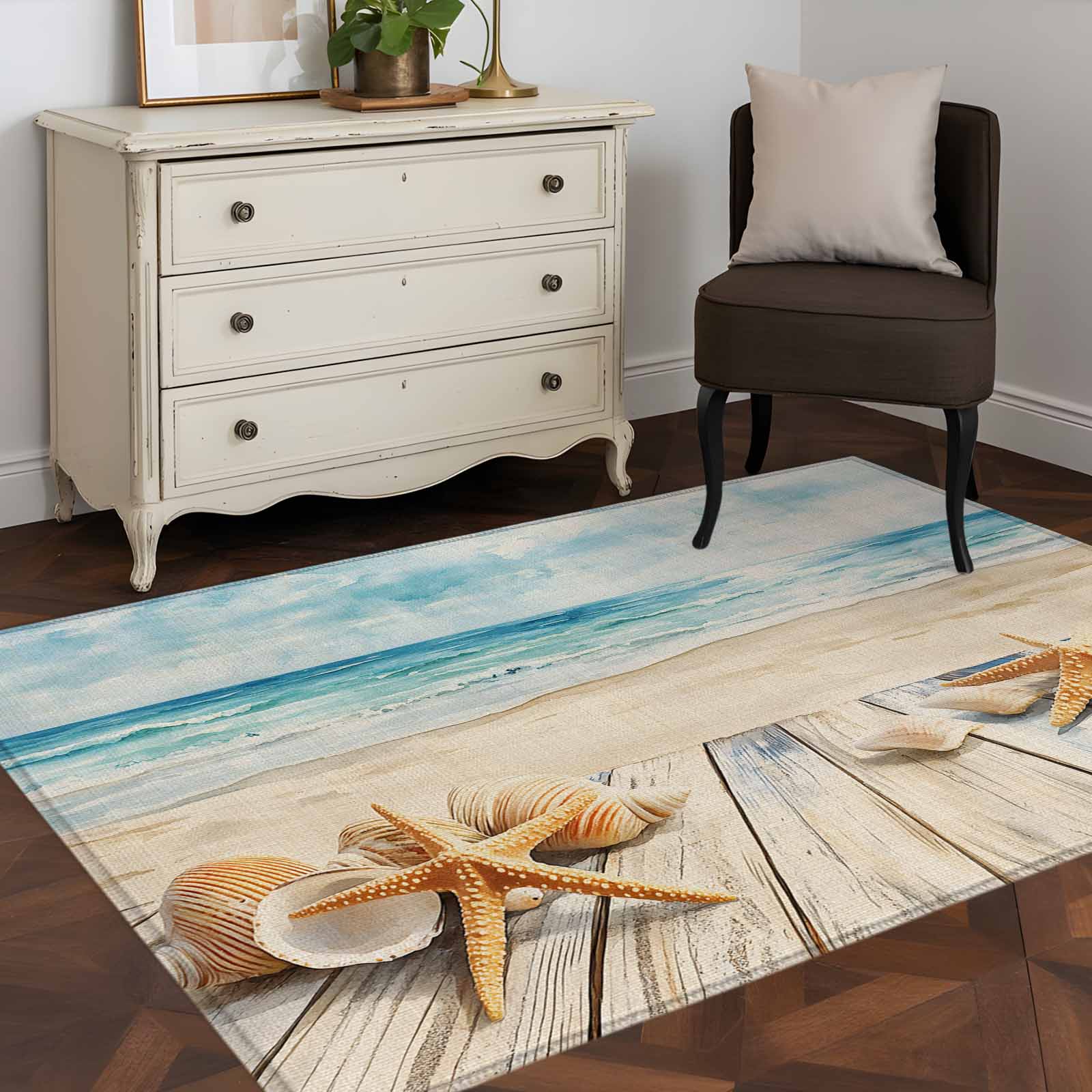 3'x5' Area Rugs, Beach Coastal Indoor Outdoor Area Rug for Living Room ...