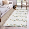 thumbnail image 1 of 3'x5' Area Rugs, Beige Floral Indoor Outdoor Area Rug for Living Room Bedroom, Spring Summer Botanical Flowers Washable Bathroom Rugs Kitchen Floor Carpet Mats Home Decor Aesthetic, 1 of 8