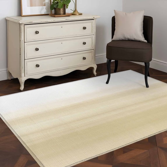 3'x5' Area Rugs, Beige White Stripes Indoor Outdoor Area Rug for Living Room Bedroom, Farmhouse Modern Gradient Lines Washable Bathroom Rugs Kitchen Floor Carpet Mats Home Decor Aesthetic