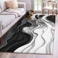 thumbnail image 1 of 3'x5' Area Rugs, Black Grey Ombre Indoor Outdoor Area Rug for Living Room Bedroom, Abstract Modern Geometric Moire Art Washable Bathroom Rugs Kitchen Floor Carpet Mats Home Decor Aesthetic, 1 of 8