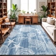 thumbnail image 1 of 3'x5' Area Rugs, Blue Coastal Indoor Outdoor Area Rug for Living Room Bedroom, Nautical Coral Starfish Shell Seahorse Ocean Washable Bathroom Rugs Kitchen Floor Carpet Mats Home Decor Aesthetic, 1 of 8