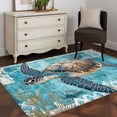thumbnail image 1 of 3'x5' Area Rugs, Blue Green Coastal Indoor Outdoor Area Rug for Living Room Bedroom, Sea Turtle Ocean Retro Washable Bathroom Rugs Kitchen Floor Carpet Mats Home Decor Aesthetic, 1 of 8