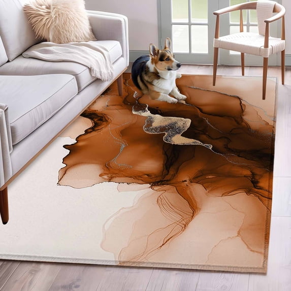 3'x5' Area Rugs, Blue Marble Indoor Outdoor Area Rug for Living Room Bedroom, Modern Ombre Abstract Ink Painting Art Washable Bathroom Rugs Kitchen Floor Carpet Mats Home Decor Aesthetic