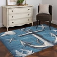 thumbnail image 1 of 3'x5' Area Rugs, Blue Nautical Anchor Indoor Outdoor Area Rug for Living Room Bedroom, Summer Coastal Ocean Starfish Shell Washable Bathroom Rugs Kitchen Floor Carpet Mats Home Decor Aesthetic, 1 of 8