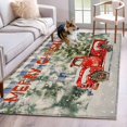 thumbnail image 1 of 3'x5' Area Rugs, Blue Plaid Christmas Indoor Outdoor Area Rug for Living Room Bedroom, Red Truck Xmas Tree Snowflake Washable Bathroom Rugs Kitchen Floor Carpet Mats Home Decor Aesthetic, 1 of 8