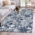 thumbnail image 1 of 3'x5' Area Rugs, Blue Tropical Leaves Indoor Outdoor Area Rug for Living Room Bedroom, Summer Palm Trees Botanical Washable Bathroom Rugs Kitchen Floor Carpet Mats Home Decor Aesthetic, 1 of 8