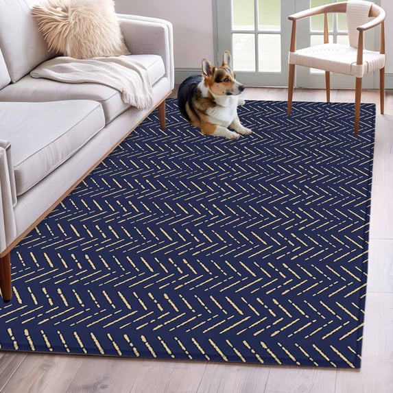 3'x5' Area Rugs, Blue Yellow Geometric Indoor Outdoor Area Rug for Living Room Bedroom, Modern Abstract Art Striped Washable Bathroom Rugs Kitchen Floor Carpet Mats Home Decor Aesthetic