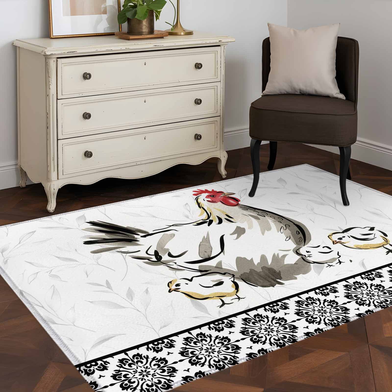 Chicken Area Rug 3'x5' Area Rugs, Chicken Indoor Outdoor Area Rug for Living Room ...