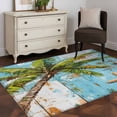 thumbnail image 1 of 3'x5' Area Rugs, Coastal Beach Indoor Outdoor Area Rug for Living Room Bedroom, Oil Painting Tropical Palm Tree Starfish Washable Bathroom Rugs Kitchen Floor Carpet Mats Home Decor Aesthetic, 1 of 8