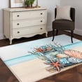 thumbnail image 1 of 3'x5' Area Rugs, Coastal Beach Indoor Outdoor Area Rug for Living Room Bedroom, Summer Ocean Starfish Coral Shells Washable Bathroom Rugs Kitchen Floor Carpet Mats Home Decor Aesthetic, 1 of 8