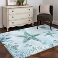 thumbnail image 1 of 3'x5' Area Rugs, Coastal Starfish Indoor Outdoor Area Rug for Living Room Bedroom, Nautical Coral Tropical Fish Seashells Washable Bathroom Rugs Kitchen Floor Carpet Mats Home Decor Aesthetic, 1 of 8