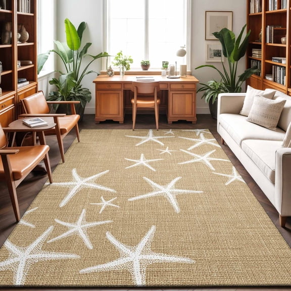 3'x5' Area Rugs, Coastal Starfish Indoor Outdoor Area Rug for Living Room Bedroom, Summer Beach Nautical Ocean Rustic Washable Bathroom Rugs Kitchen Floor Carpet Mats Home Decor Aesthetic