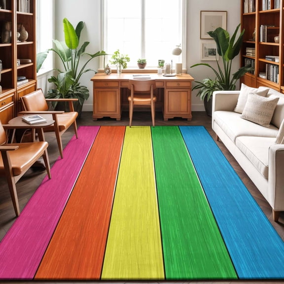 3'x5' Area Rugs, Colorful Wooden Grain Indoor Outdoor Area Rug for Living Room Bedroom, Farmhouse Vintage Country Gradient Washable Bathroom Rugs Kitchen Floor Carpet Mats Home Decor Aesthetic