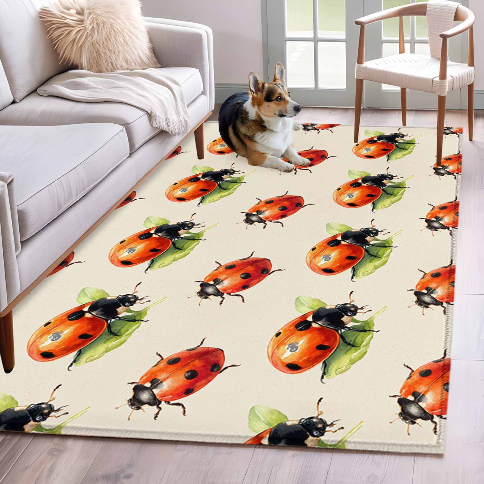 3'x5' Area Rugs, Cute Ladybugs Indoor Outdoor Area Rug for Living Room ...