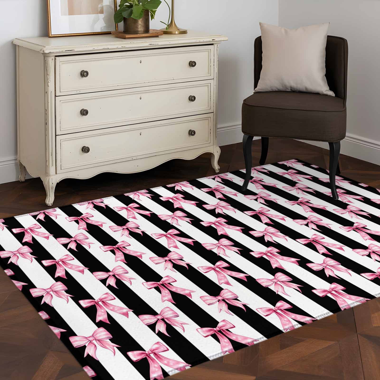 3'x5' Area Rugs, Cute Pink Bow Indoor Outdoor Area Rug for Living Room ...