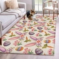 thumbnail image 1 of 3'x5' Area Rugs, Easter Indoor Outdoor Area Rug for Living Room Bedroom, Country Floral Wreath Rabbit Ears Eggs Carrots Washable Bathroom Rugs Kitchen Floor Carpet Mats Home Decor Aesthetic, 1 of 8