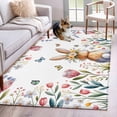 thumbnail image 1 of 3'x5' Area Rugs, Easter Indoor Outdoor Area Rug for Living Room Bedroom, Spring Flowers Wreath Rabbit Budding Florals Washable Bathroom Rugs Kitchen Floor Carpet Mats Home Decor Aesthetic, 1 of 8