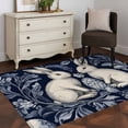 thumbnail image 1 of 3'x5' Area Rugs, Elegant Bunny Easter Indoor Outdoor Area Rug for Living Room Bedroom, Pastoral Spring Floral Washable Bathroom Rugs Kitchen Floor Carpet Mats Home Decor Aesthetic, 1 of 8