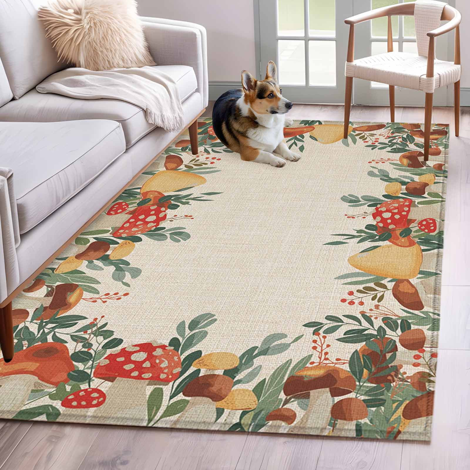 3'x5' Area Rugs, Fall Mushrooms Indoor Outdoor Area Rug for Living Room ...